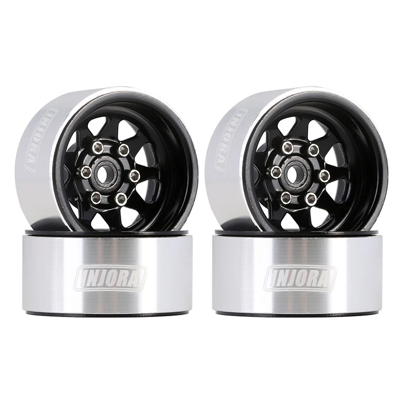 INJORA 1.0" Negative Offset 3.78mm Deep Dish Stamped Steel Wheels Rims for 1/18 1/24 RC Crawlers (4pcs) (W1004)